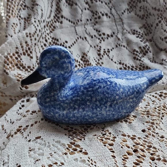 Vintage Other - Vtg Farmhouse Core Spongewear Blue & White Duck Black Beak